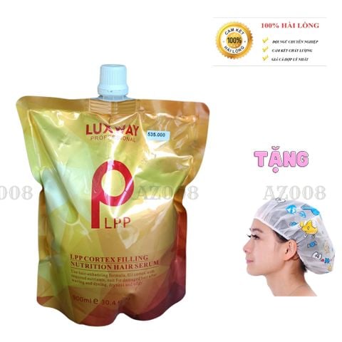Ủ tóc collagen, hấp ủ phục hồi tóc Lpp Luxway bản GOLD túi 450- 9000ml AZ008 tặng nón trùm ủ dày