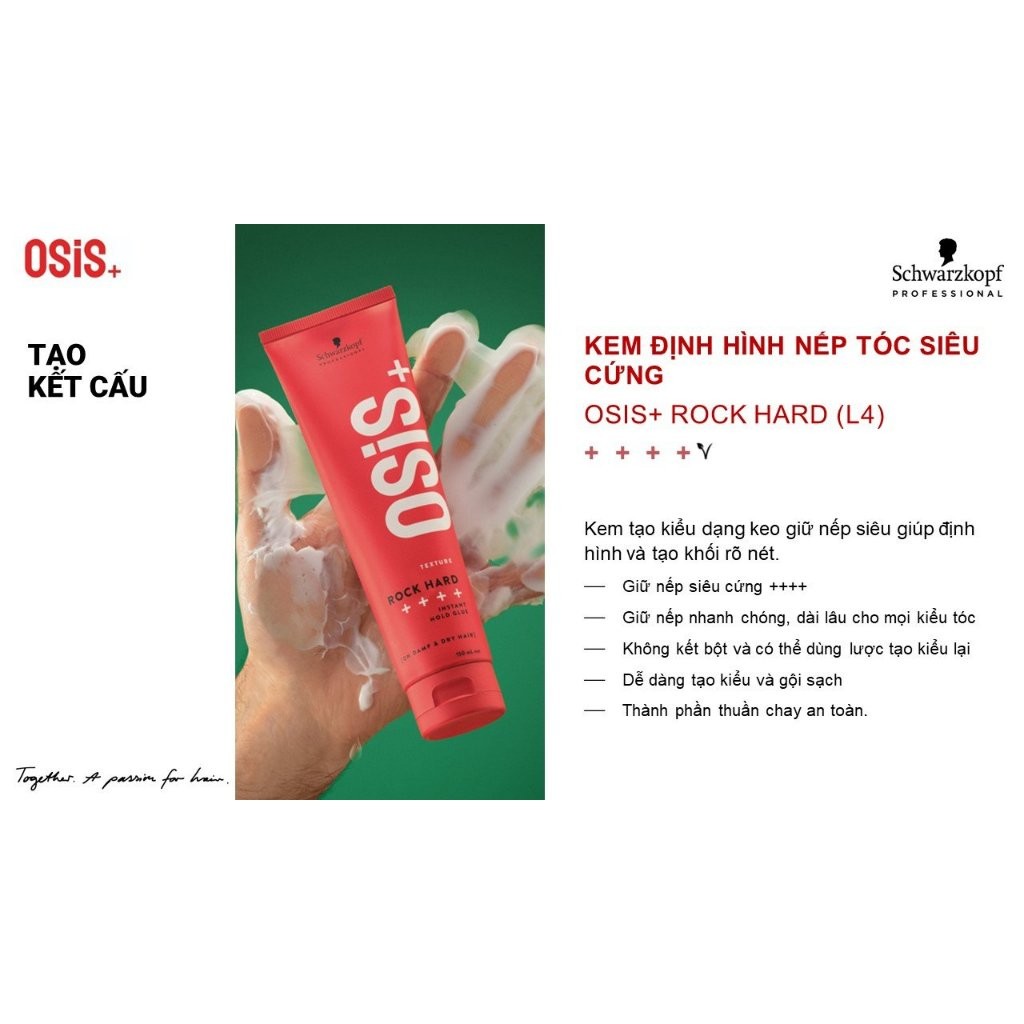 Gel Giữ Nếp Tóc Siêu Cứng Osis+ Rock Hard 150ml - Hàng Nhập Đức