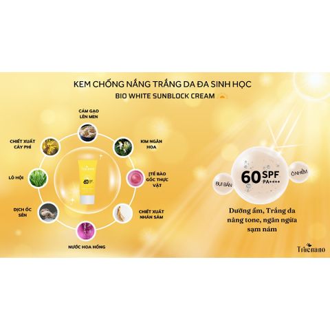 Kem Chống Nắng Trắng Da Đa Sinh Học Truenano SPF 60 PA++ 50ml