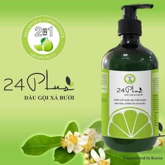 Dầu Gội Tinh Dầu Bưởi 24Plus 500ml - Ngăn Ngừa Rụng Tóc, Tặng Nón Ủ