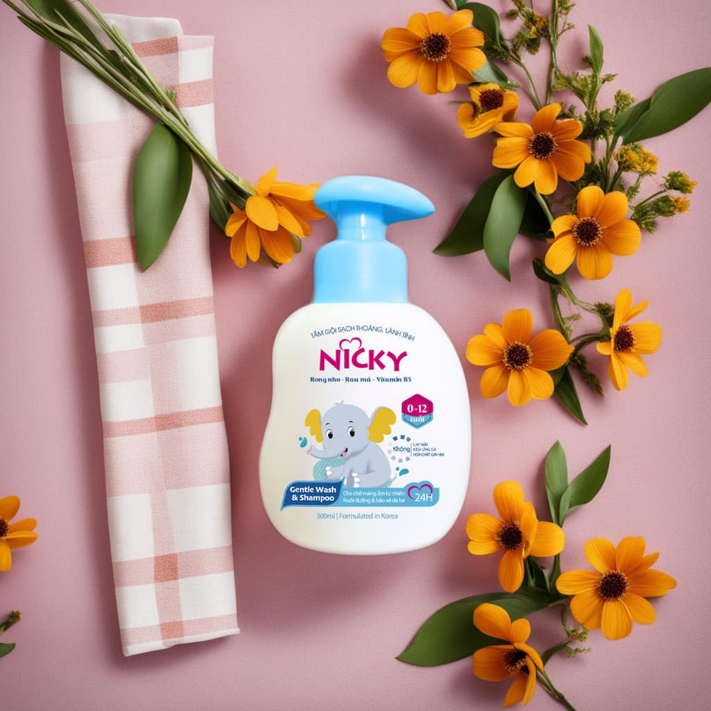 Tắm gội trẻ em Nicky lành tính mềm mượt 300ml az008