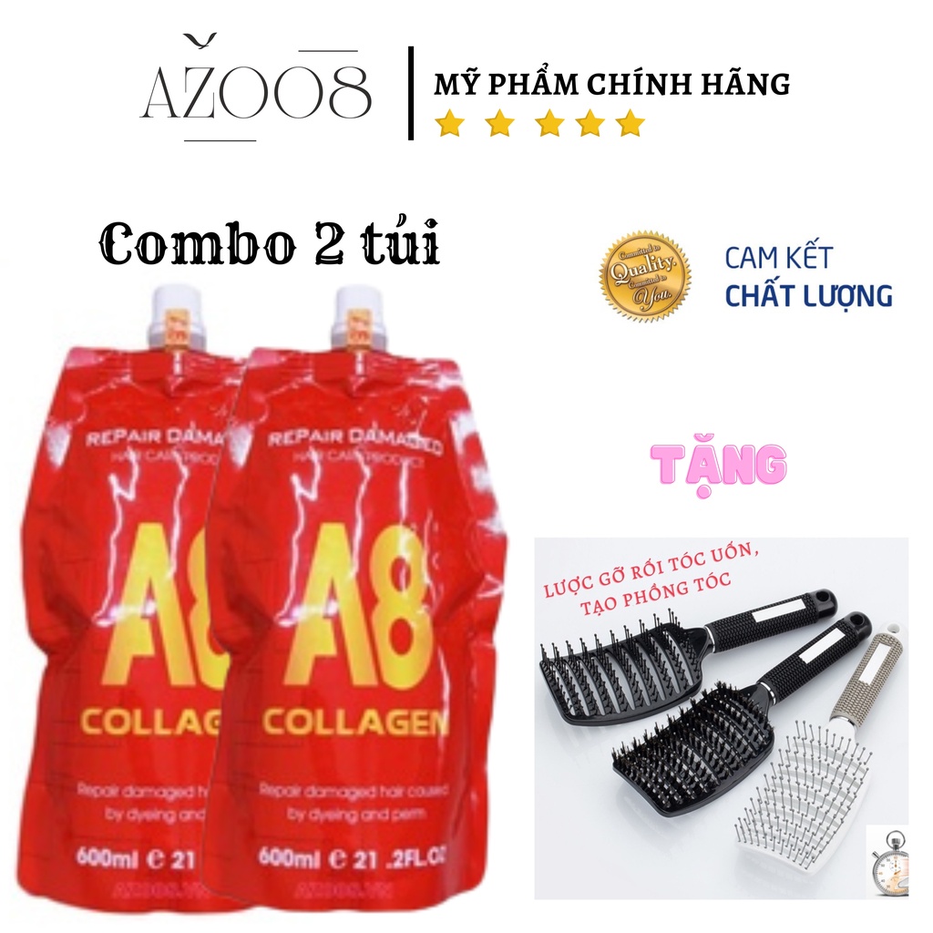 Ủ tóc Collagen A8 Cao Cấp 600ml - Hấp Dưỡng Phục Hồi Tóc Hư Tổn + Tặng Nón Trùm