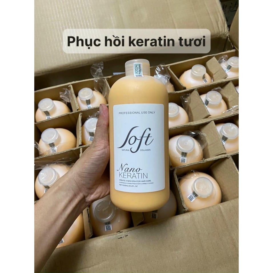 Keratin Tươi Soft Nature Nano Keratin Phục Hồi Tóc Nát 1000ml - Ủ Dưỡng Chuyên Dụng