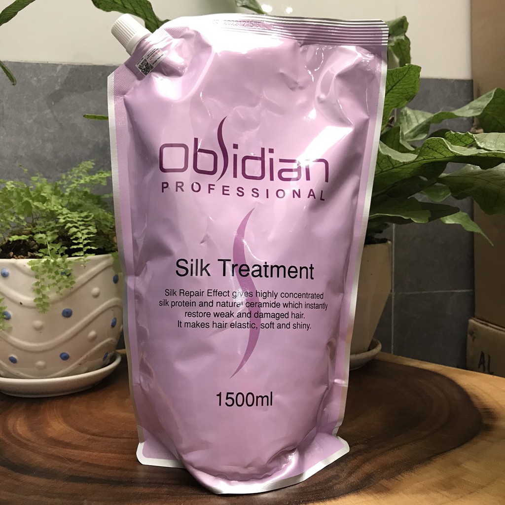 Ủ tóc Collagen Obsidian Silk Treatment 1500ml - Hấp dầu lạnh siêu mượt + Tặng nón ủ