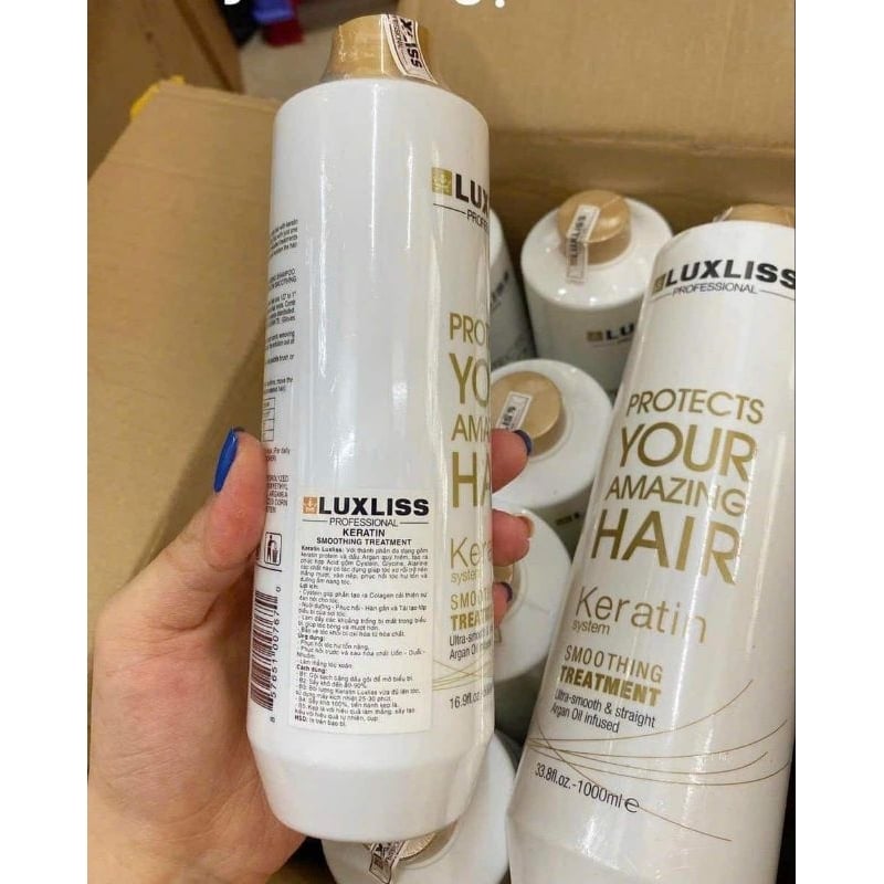 Keratin Luxliss 1000ml phục hồi tóc, làm thẳng tóc hiệu quả giữ nếp lâu dài cho tất cả các loại tóc AZ008
