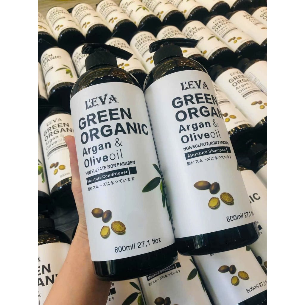 Dầu gội GREEN ORGANIC 800ml phục hồi tóc hư tổn khô sơ kiềm dầu sạch gàu