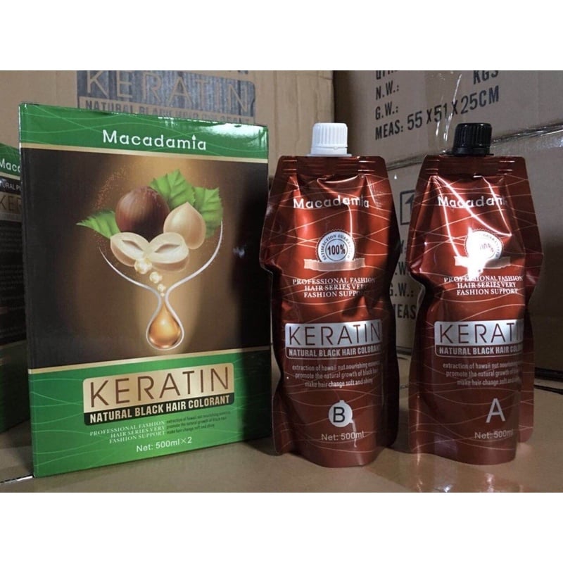 Nhuộm đen Keratin Macadamia - Phủ tóc bạc 99% tự nhiên SALON AZ008