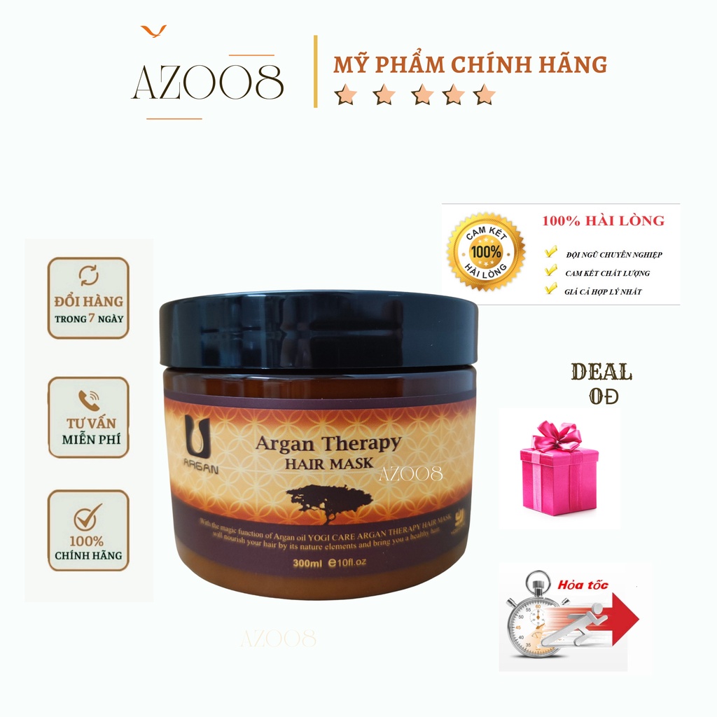 Ủ Tóc Collagen Argan Therapy Hair Mask 300ml - Phục Hồi Tóc Hư Tổn + Tặng Nón Trùm