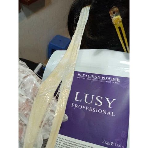 Bột Tẩy Tóc Tím Collagen Lusy 500gr - Tẩy Mạnh Mẽ, Không Khô Tóc