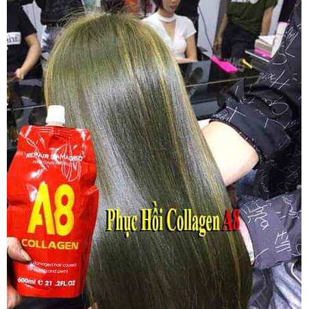 Ủ tóc Collagen A8 Cao Cấp 600ml - Hấp Dưỡng Phục Hồi Tóc Hư Tổn + Tặng Nón Trùm