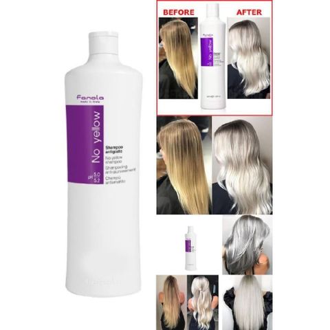 Dầu Gội Tím FANOLA NO YELLOW SHAMPOO Khử Ánh Vàng Tóc Bạch Kim 1000ML