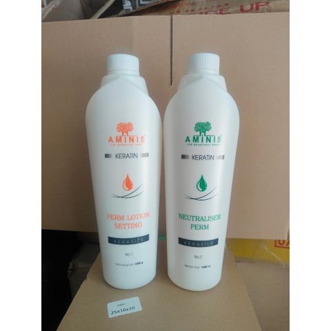 Thuốc Uốn Setting Aminis Keratin Trắng 1000ml x2 - Collagen Giúp Tóc Khỏe Mạnh