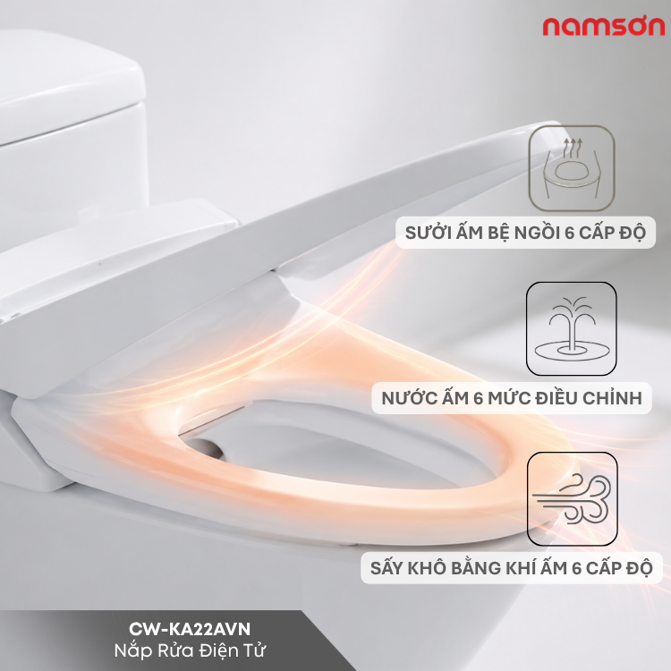  Bàn Cầu 1 Khối AC-912+CW-KA22AVN Nắp Rửa Điện Tử 