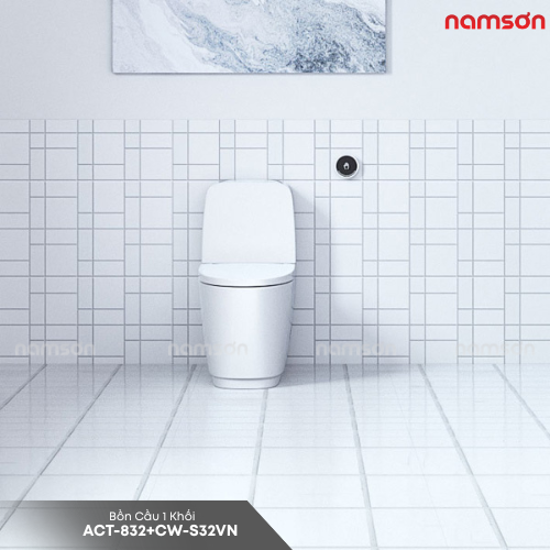 Bàn Cầu 2 Khối Xả Cảm Ứng ACT-832+CW-S32VN Nắp Rửa Cơ 