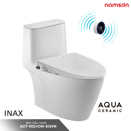  Bàn Cầu 1 Khối Xả Cảm Ứng ACT-902+CW-S15VN Nắp Rửa Cơ 