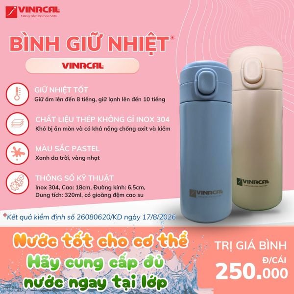  Bình Giữ Nhiệt Vinacal 320ml Inox 304, Giữ Nóng Lạnh, Thiết Kế Nhỏ Gọn 