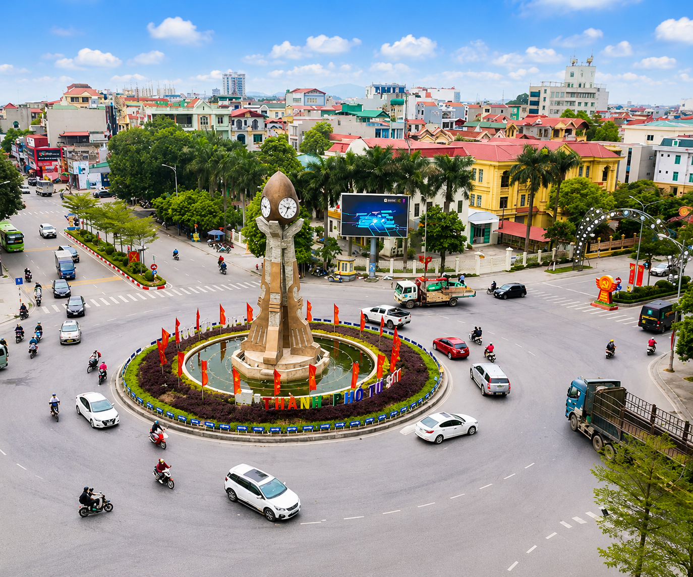  Tháp đồng hồ công cộng vòng xuyến Từ Sơn Bắc Ninh 