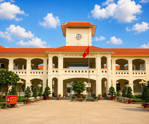  Đồng hồ công cộng trường THPT Hậu Nghĩa, Long An 
