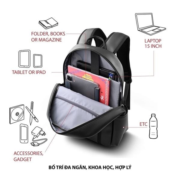 Balo thời trang Mr Vui 1065 balo teen ulzzang unisex nam nữ cho học sinh, sinh viên nhiều ngăn