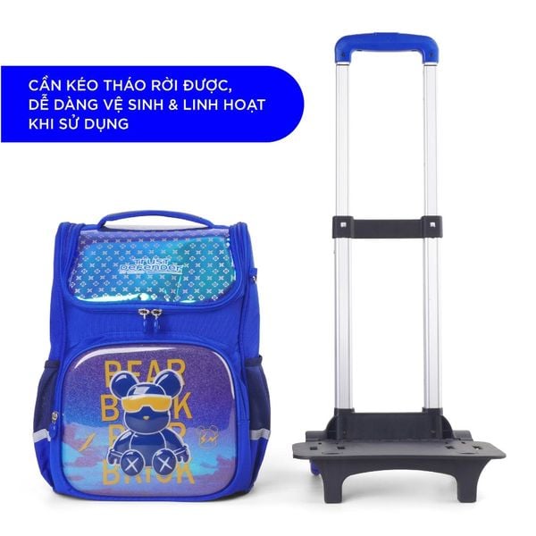 Balo kéo Mr Vui BLK 1040, cặp kéo cho bé trai, bé gái cấp 1, học sinh tiểu học chống thấm cao cấp