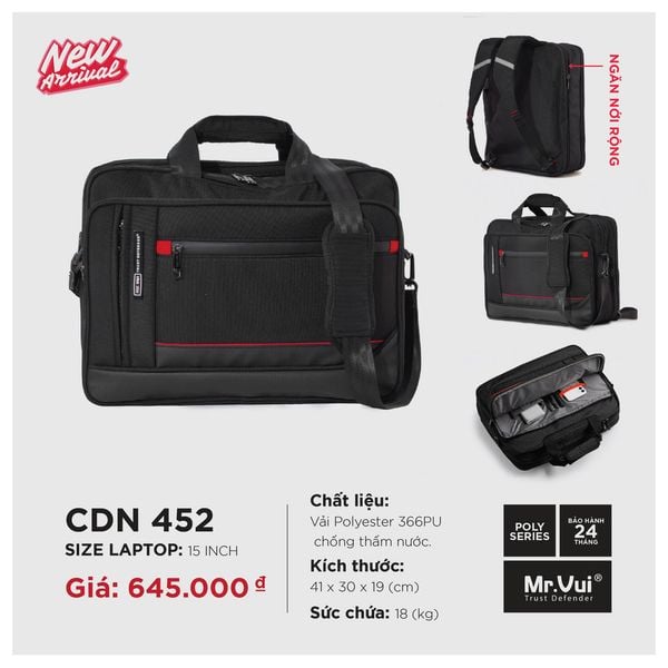 Cặp Đa Năng 452 Mr.Vui, balo nhiều ngăn dành cho văn phòng học sinh, cấp 2 ,cấp 3 chật liệu cao cấp