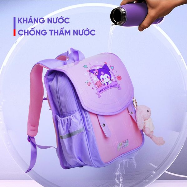 Balo chống gù cấp 1 Mr Vui hình hoạt hình dễ thương cho bé trai bé gái, quai trợ lực, chống nước, học sinh tiểu học 1036