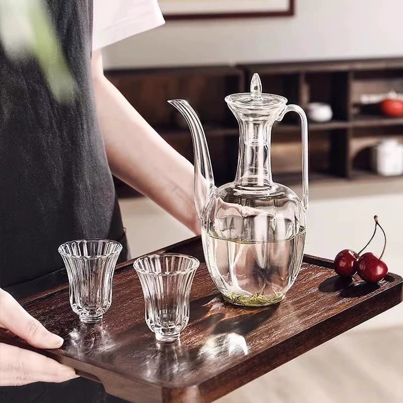 Ấm Pha Trà Thủy Tinh Phong Cách Vintage - Dung Tích 550ml
