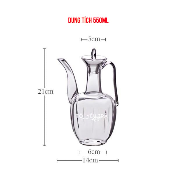 Ấm Pha Trà Thủy Tinh Phong Cách Vintage - Dung Tích 550ml