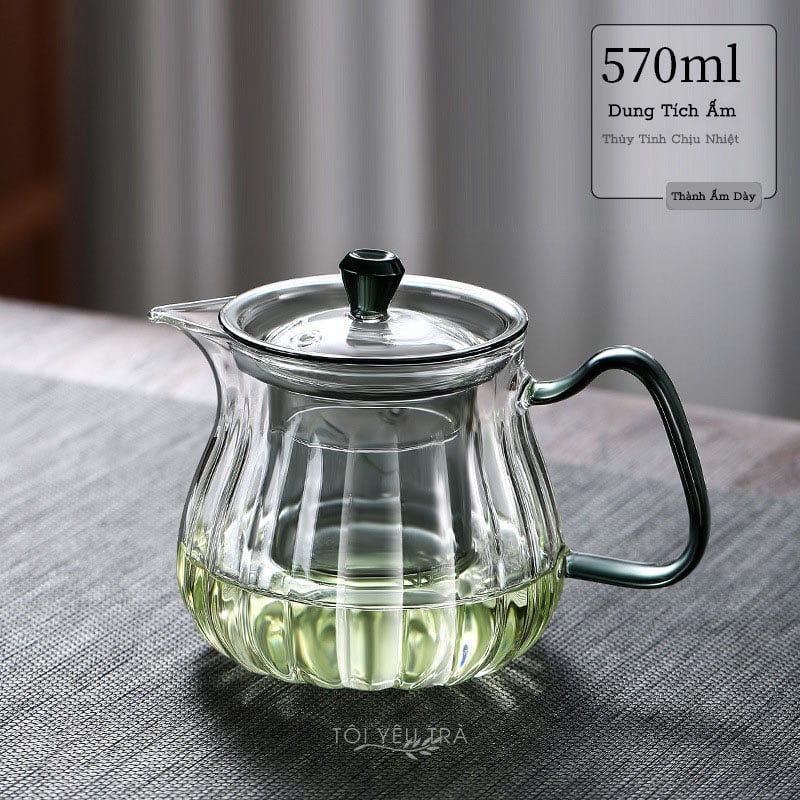 Ấm pha trà thủy tinh có lõi lọc trà cao cấp chịu nhiệt dung tích 570ml