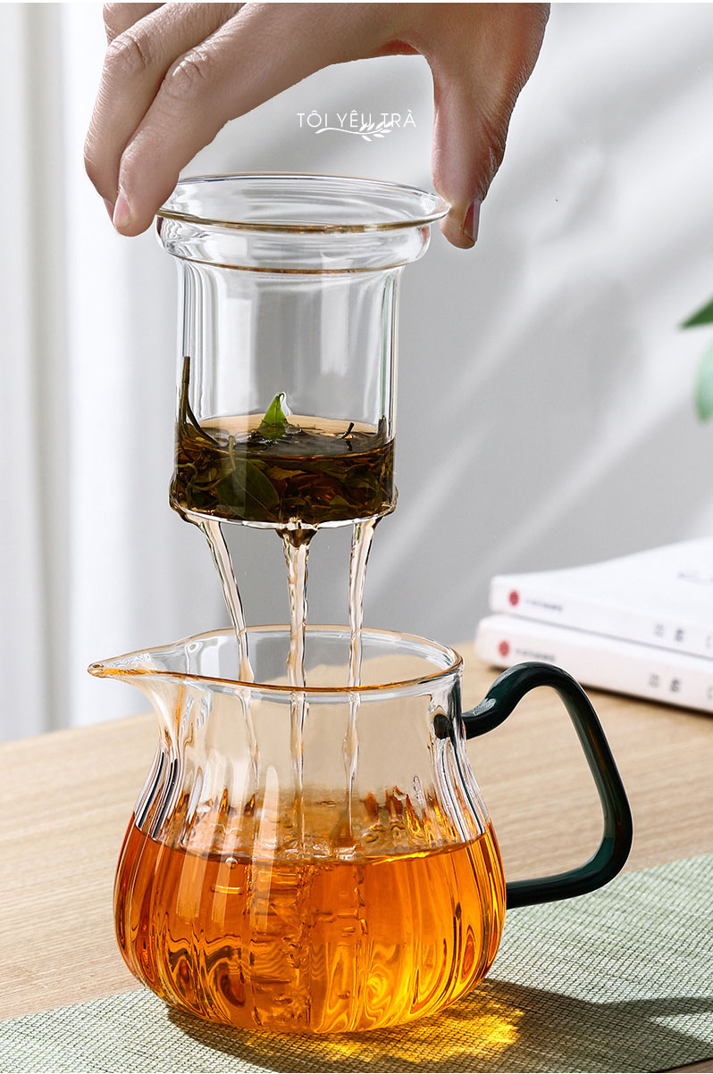 Ấm pha trà thủy tinh có lõi lọc trà cao cấp chịu nhiệt dung tích 570ml