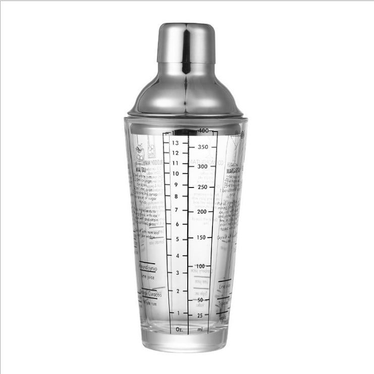 Bình pha chế thủy tinh in công thức pha chế có nắp inox 304 cao cấp
