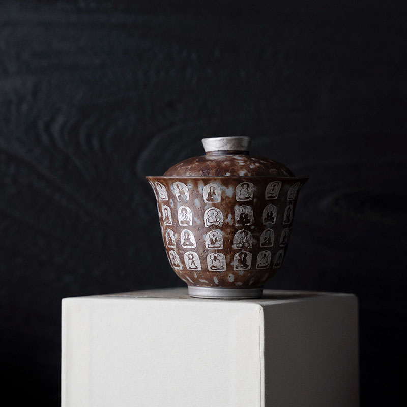 Chén Khải Pha Trà Họa Tiết Vạn Phật Phong Cách Wabi-Sabi