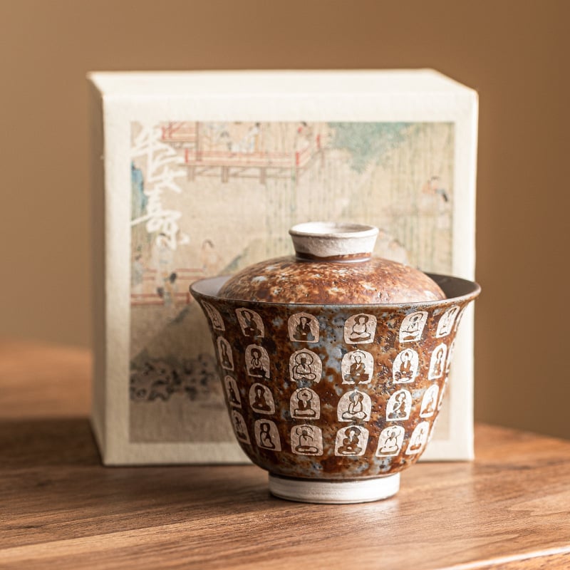 Chén Khải Pha Trà Họa Tiết Vạn Phật Phong Cách Wabi-Sabi