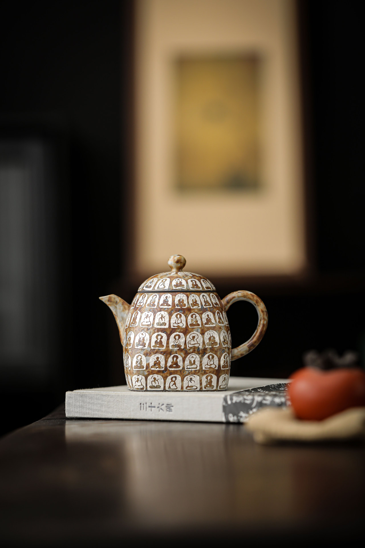 Ấm trà thiền họa tiết vạn Phật phong cách Wabi-Sabi