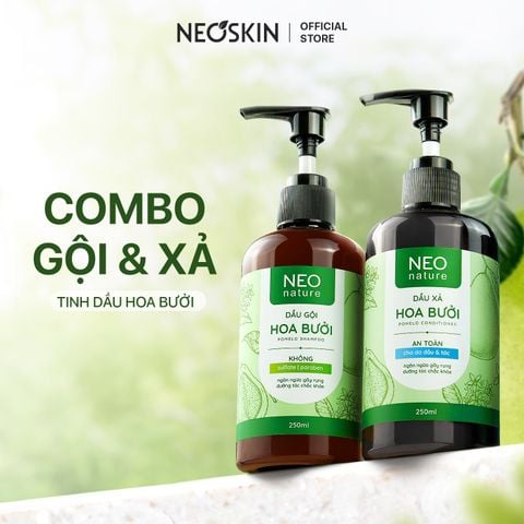 Bộ Đôi (Gội + Xả) Hỗ Trợ Giảm Rụng Tóc NeoNature - Dầu Gội Hoa Bưởi (250ml) & Dầu Xả Hoa Bưởi (250ml)