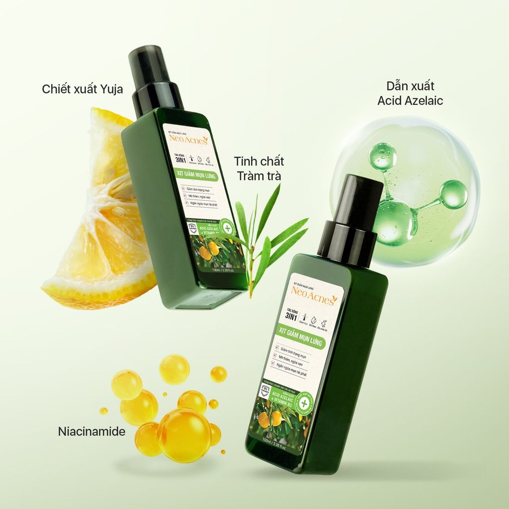 Xịt giảm mụn lưng NeoAcnes - Hỗ trợ giảm mụn cơ thể, giảm mụn lưng và ngừa thâm sẹo (100ml)