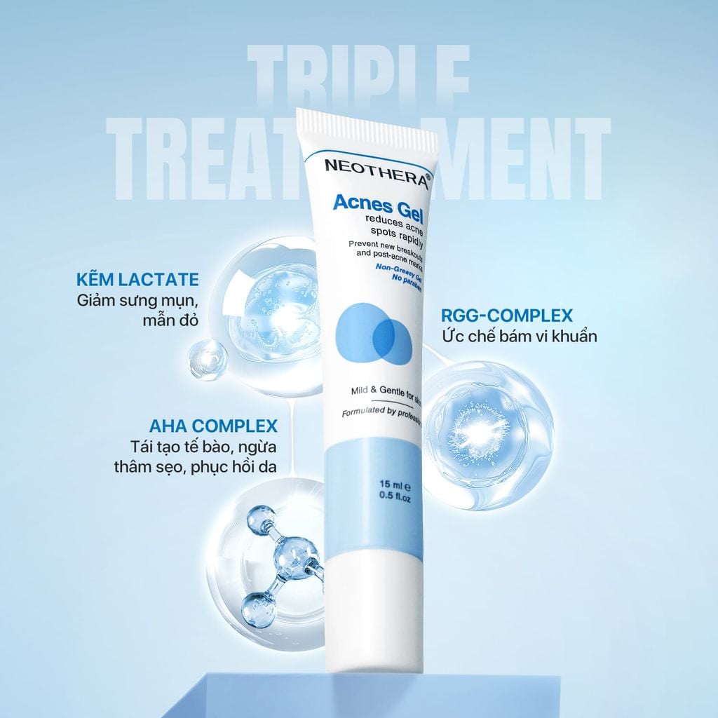 Gel Giảm Mụn Thâm, Sẹo Mụn & Cải Thiện Da Dầu, Mụn Neothera Acnes Gel (15ml)