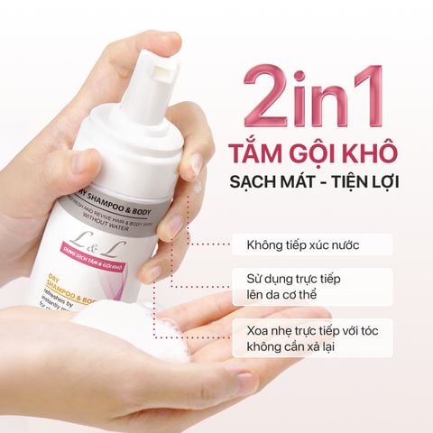 Tắm Gội Khô 2in1 L&L - Màu Hồng (160ml)