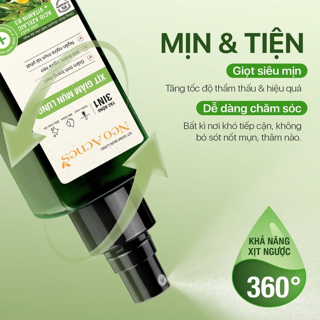 Xịt giảm mụn lưng NeoAcnes - Hỗ trợ giảm mụn cơ thể, giảm mụn lưng và ngừa thâm sẹo (100ml)