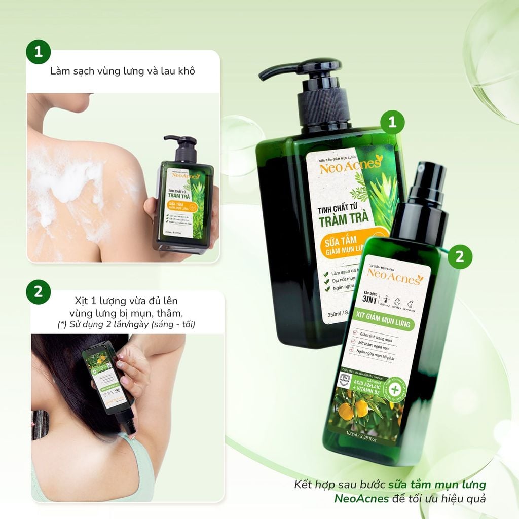 Xịt giảm mụn lưng NeoAcnes - Hỗ trợ giảm mụn cơ thể, giảm mụn lưng và ngừa thâm sẹo (100ml)