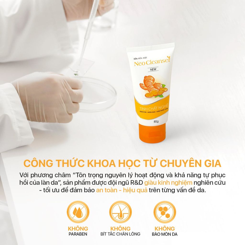 Sữa Rửa Mặt Nghệ NeoCleanser – Sạch Da, Kiểm Soát Nhờn, Ngừa Mụn Thâm (86g)