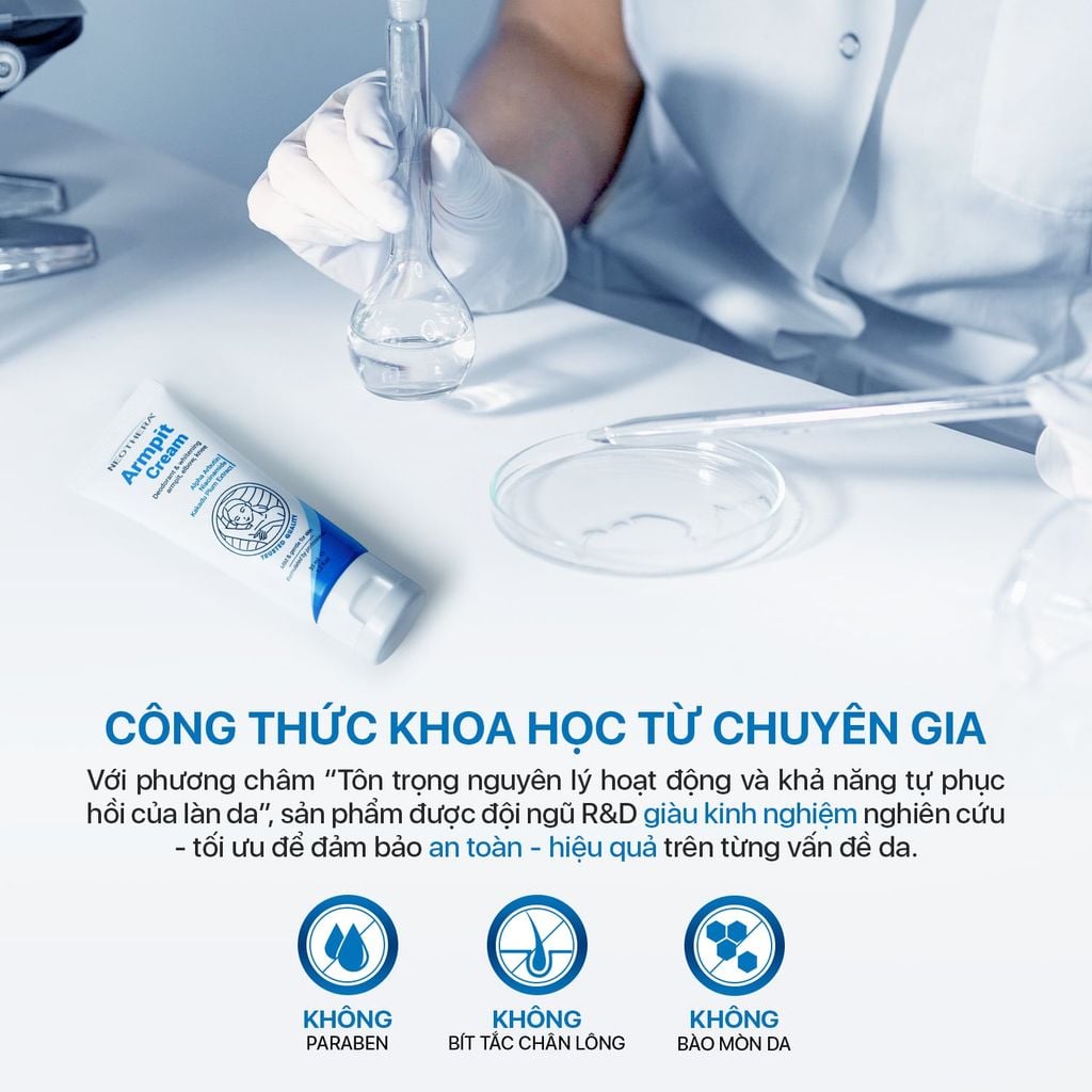 Kem dưỡng trắng giảm thâm nách NEOTHERA ARMPIT CREAM dưỡng sáng da vùng nách, mông, bẹn khuỷu tay, đầu gối (35g)