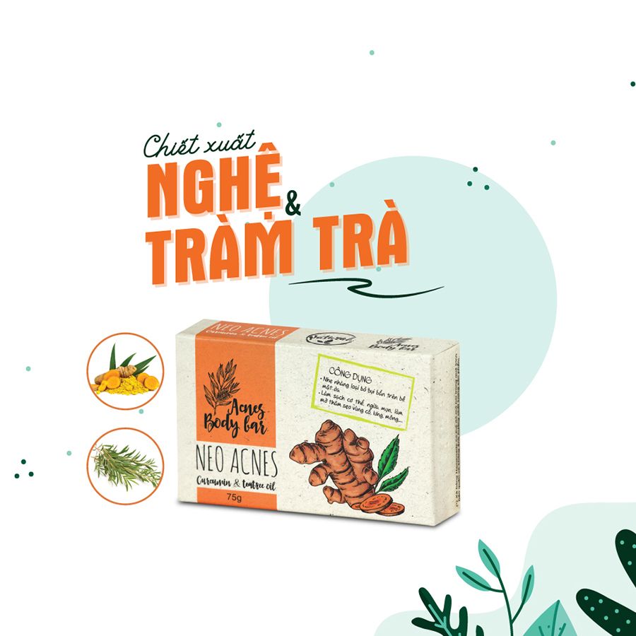 Xà Phòng Giảm Mụn Thâm Lưng Mông Nghệ Curcumin & Tràm Trà NeoAcnes (75g)