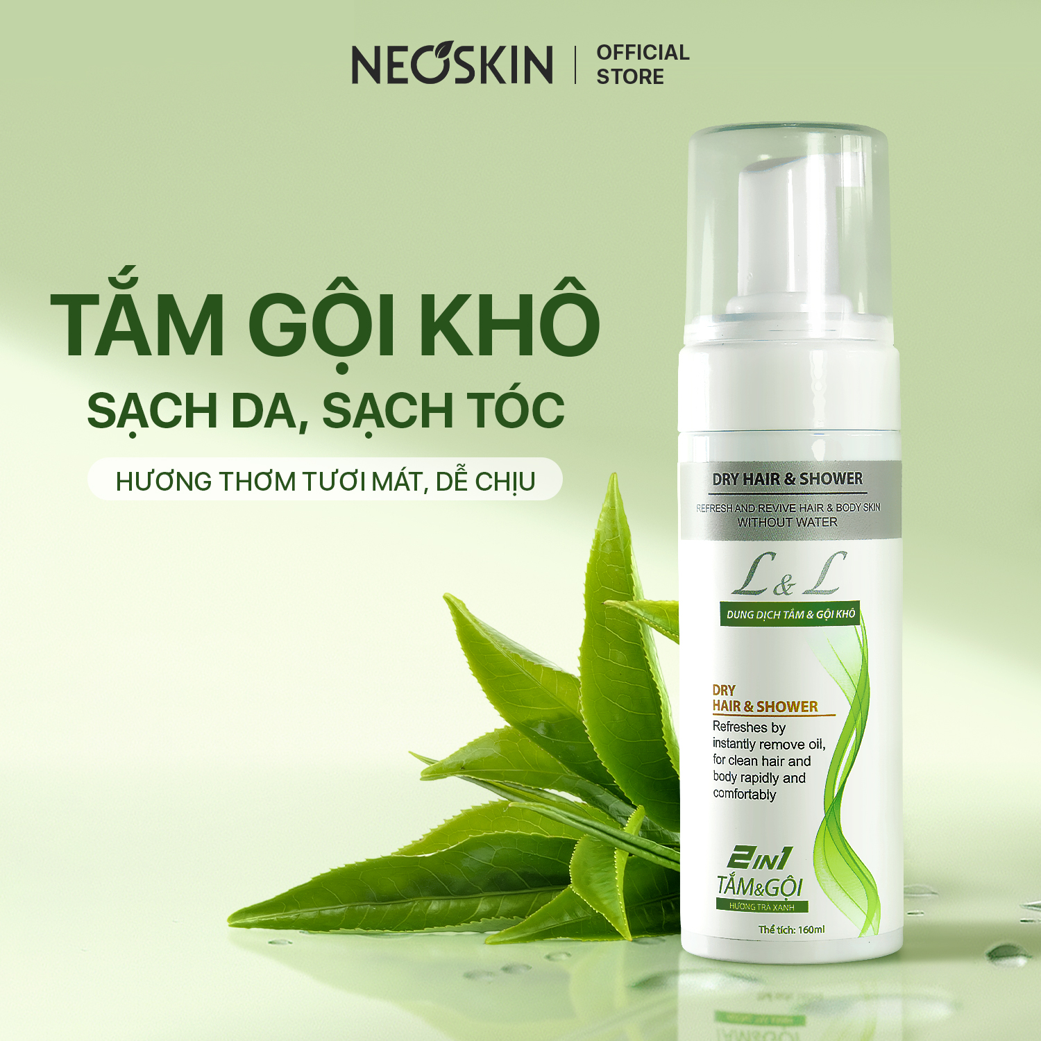 Tắm Gội Khô 2in1 L&L 160ml - Màu Xanh