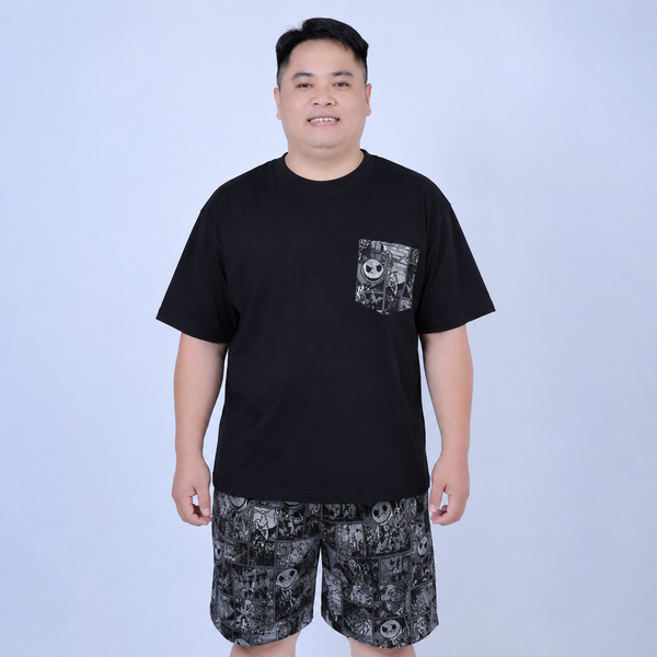 Đồ bộ nam big size áo cotton quần vải jean gấm họa tiết H1083