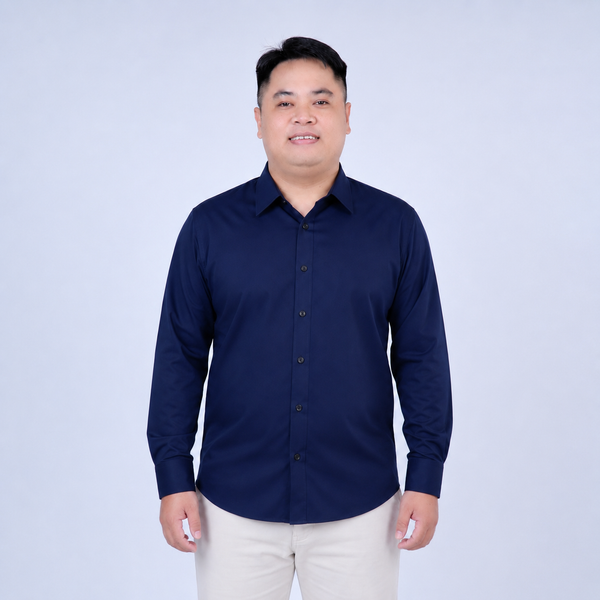 Áo sơ mi nam trơn tay dài big size kate lụa H020