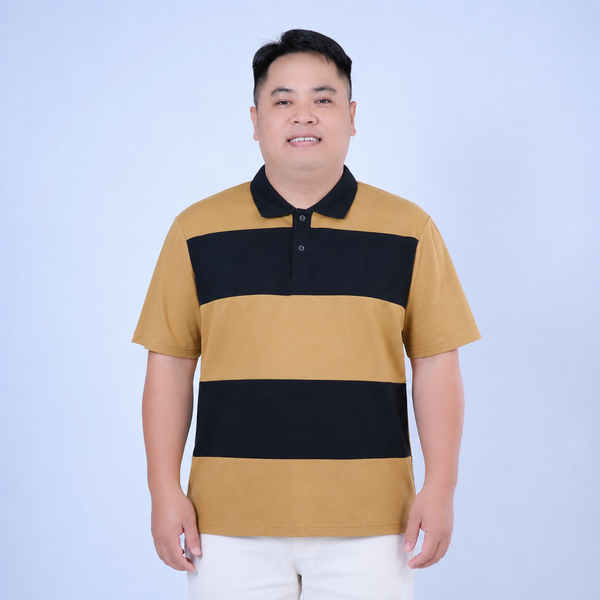 Áo polo nam big size nâu phối sọc ngang H1077