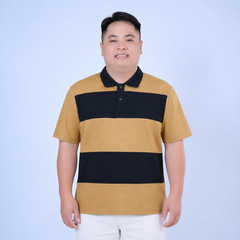 Áo polo nam big size nâu phối sọc ngang H1077