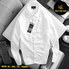 Áo sơ mi nam trơn tay dài big size kate lụa H020