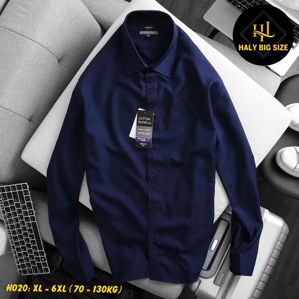Áo sơ mi nam trơn tay dài big size kate lụa H020
